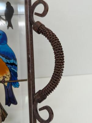 Hand Painted Stained Glass Birds Serving Tray