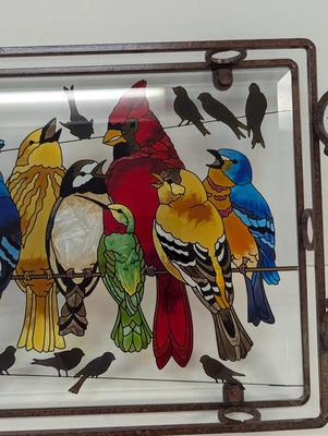 Hand Painted Stained Glass Birds Serving Tray