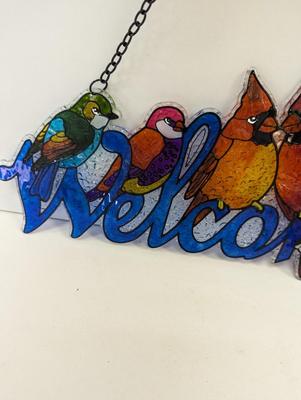 Stained Glass Window Hanging Mandala Bird Sun Catcher