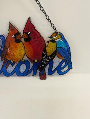 Stained Glass Window Hanging Mandala Bird Sun Catcher