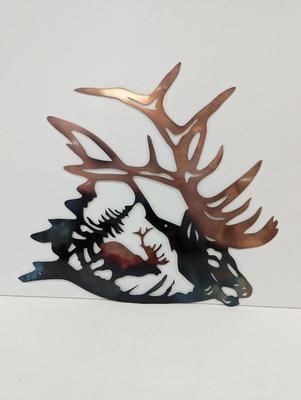 Elk Deer Retro Laser Cutting Metal Wall Art Handmade Silhouette