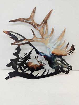 Elk Deer Retro Laser Cutting Metal Wall Art Handmade Silhouette