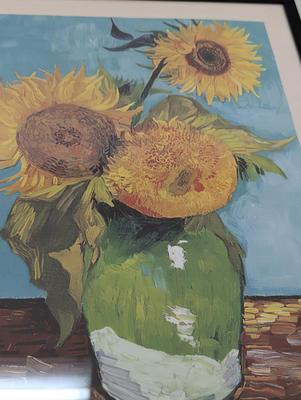 Plastic Framed Vincent Van Gogh Vase With Three Sunflowers Poster Approx 16 3/4" x 24 3/4"