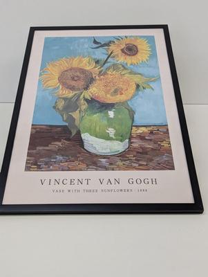 Plastic Framed Vincent Van Gogh Vase With Three Sunflowers Poster Approx 16 3/4" x 24 3/4"
