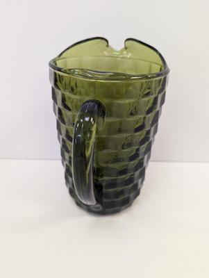 Vintage Indiana Glass Whitehall Olive Avocado Cube Pattern Pitcher Choice 2
