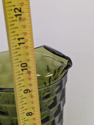Vintage Indiana Glass Whitehall Olive Avocado Cube Pattern Pitcher Choice 2