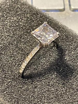 New Never Worn Sterling Silver .925 Engagement Style CZ Ring Size-7.75 as Pictured. FREE DOMESTIC SHIPPING.
