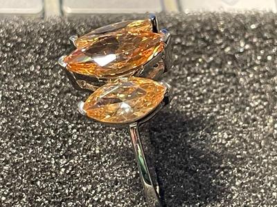 New Never Worn Designer Sterling Silver .925 3-Marquise Colored Stones CZ Ring Size-9 as Pictured. FREE DOMESTIC SHIPPING.