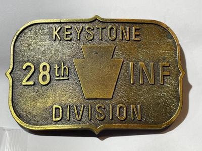 US Army 28th Infantry Division Commemorative Limited Edition Extension of Service Belt Buckle 3.25" Wide.