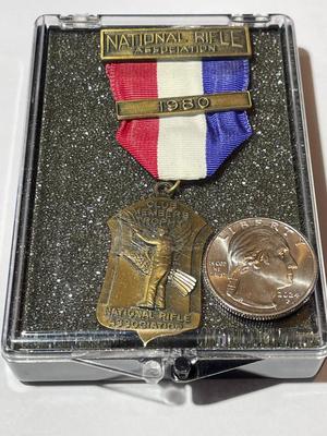 Vintage National Rifle Association 1980 Medal w/Ribbon as Pictured.