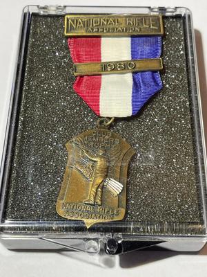Vintage National Rifle Association 1980 Medal w/Ribbon as Pictured.