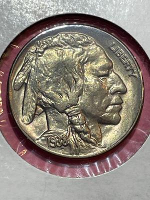 1938-D CHOICE BU CONDITION BUFFALO NICKEL FROM AN ORIGINAL ROLL (COIN-4).