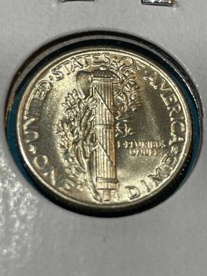 1934-P CHOICE BU CONDITION W/SPLIT BANDS MERCURY SILVER DIME (COIN-1).