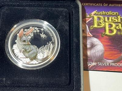Australian Bush Babies BILBYE 2011 Proof Colorized 1/2 Ounce .999 Fine Silver Coin Limited to 10,000 as Pictured.
