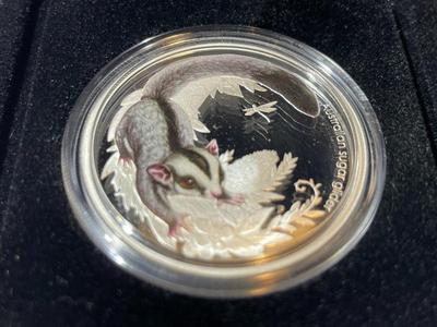Australian Bush Babies SUGAR GLIDER 2010 Proof Colorized 1/2 Ounce .999 Fine Silver Coin Limited to 10,000 as Pictured.
