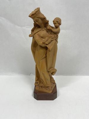 ANRI 11” Madonna, mother and son would Carved statue