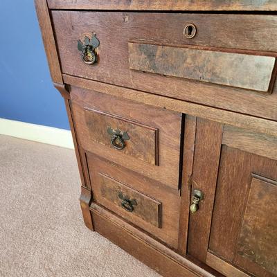 Antique Eastlake Marble Top Washstand Cabinet 29x16x28