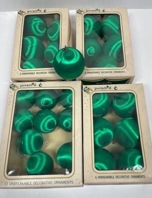 Vintage Pyramid Green Satin Christmas Ornaments