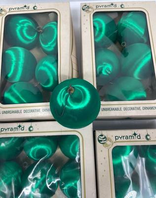 Vintage Pyramid Green Satin Christmas Ornaments