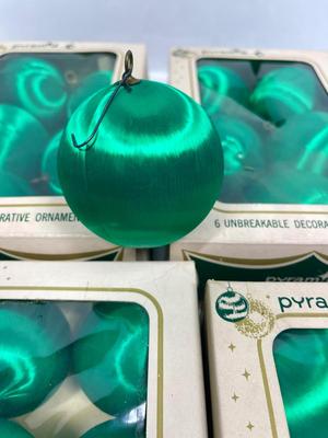 Vintage Pyramid Green Satin Christmas Ornaments