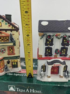 Trim A Tree Bayberry Village Hand Painted Porcelain House Dinner Bells 1995 NOMA Homes