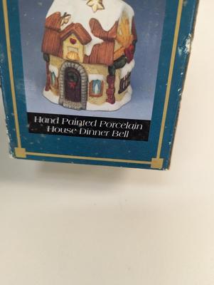 Trim A Tree Bayberry Village Hand Painted Porcelain House Dinner Bells 1995 NOMA Homes