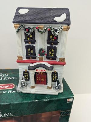 Trim A Tree Bayberry Village Hand Painted Porcelain House Dinner Bells 1995 NOMA Homes