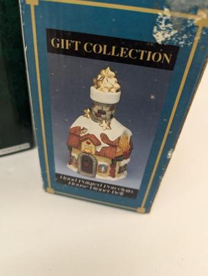 Trim A Tree Bayberry Village Hand Painted Porcelain House Dinner Bells 1995 NOMA Homes