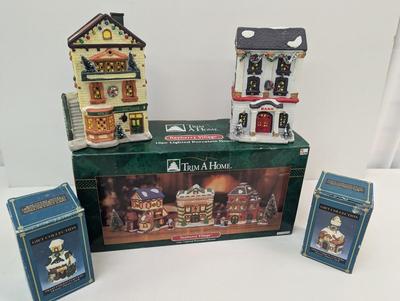 Trim A Tree Bayberry Village Hand Painted Porcelain House Dinner Bells 1995 NOMA Homes