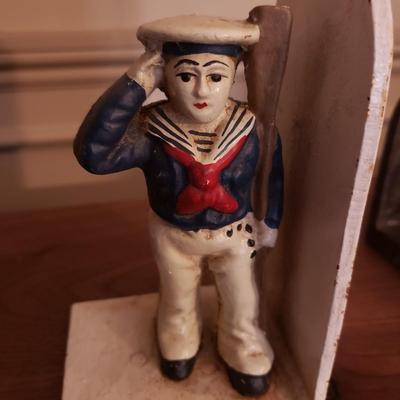 Frankart Bookend and A Cast Iron Sailor Bookend (D-KD)