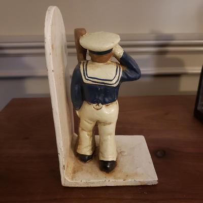 Frankart Bookend and A Cast Iron Sailor Bookend (D-KD)
