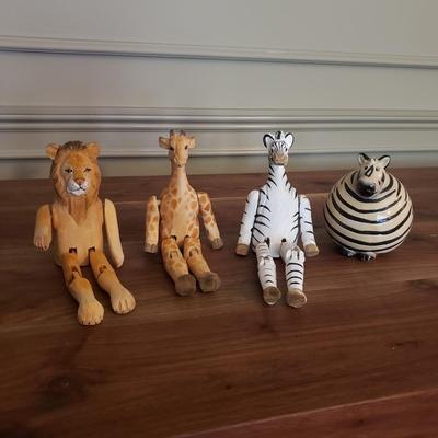 Hand Carved Jointed Wooden Shelf Sitter Jungle Animals (D-KD)