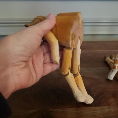 Hand Carved Jointed Wooden Shelf Sitter Jungle Animals (D-KD)