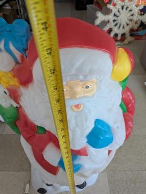 Vintage Blowmold Santa Claus Toy Bag Blow Mold Light With Cord. Approx 40" Christmas Lawn Art Statue Figure
