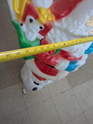 Vintage Blowmold Santa Claus Toy Bag Blow Mold Light With Cord. Approx 40" Christmas Lawn Art Statue Figure