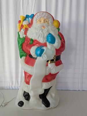 Vintage Blowmold Santa Claus Toy Bag Blow Mold Light With Cord. Approx 40" Christmas Lawn Art Statue Figure
