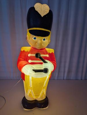 Vintage Approx 35" Grand Venture Drummer Boy Blowmold Blow Mold Light With Cord.Christmas Lawn Art Statue Figure