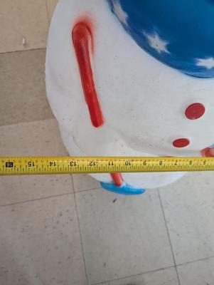Vintage Approx 44" Empire Patriotic Snowman Blowmold Blow Mold Light With Cord.Christmas Lawn Art Statue Figure