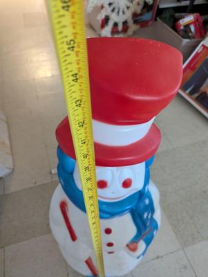 Vintage Approx 44" Empire Patriotic Snowman Blowmold Blow Mold Light With Cord.Christmas Lawn Art Statue Figure
