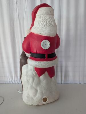 Vintage Approx 44" Santa & Reindeer Blow Mold Christmas Lawn Art Statue Figure