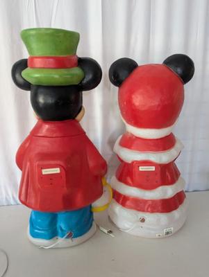 Vintage Approx 35" Mickey & Minnie Blow Mold Christmas Lawn Art Statue Figure