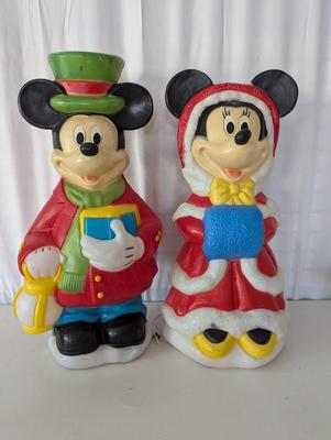 Vintage Approx 35" Mickey & Minnie Blow Mold Christmas Lawn Art Statue Figure