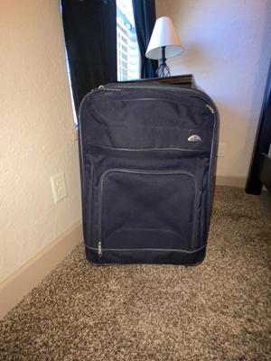 SAMSONITE SUITCASE, TAYLOR SCALE, SEAT CUSHIONS, WEAVED BASKET