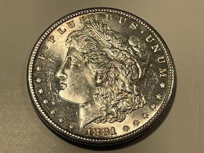 1881-S UNCIRCULATED/MS60 CONDITION MORGAN SILVER DOLLAR AS PICTURED. FREE DOMESTIC SHIPPING.
