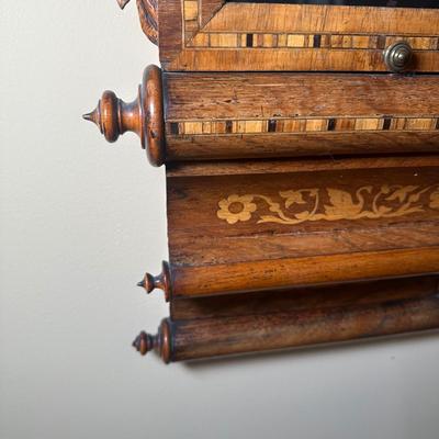 LOT 23: Vintage Inlaid Wooden Wall Clock