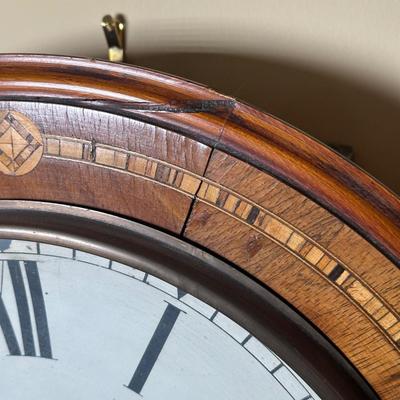 LOT 23: Vintage Inlaid Wooden Wall Clock