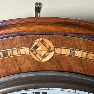 LOT 23: Vintage Inlaid Wooden Wall Clock