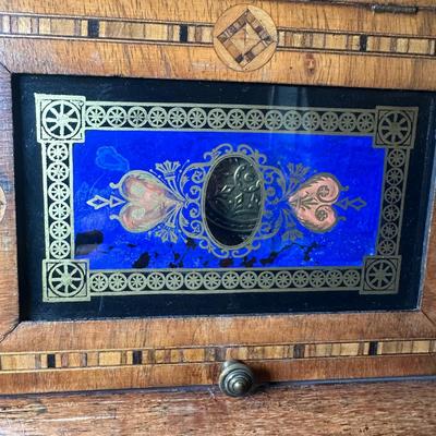 LOT 23: Vintage Inlaid Wooden Wall Clock