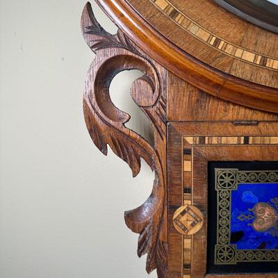 LOT 23: Vintage Inlaid Wooden Wall Clock