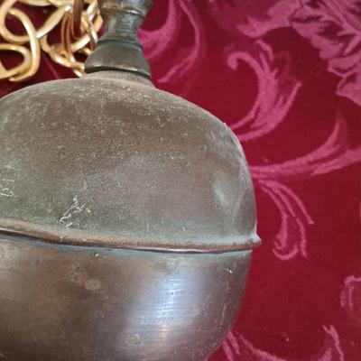LOT 43: Antique Brass and Glass Bell Light Fixture